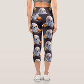 Leggings Capri Baby Ghost Déplaisant mignon caractère Halloween (Verso)