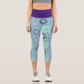 Leggings Capri Baignade synchronisée à motifs mauve et aqua (Recto)