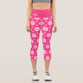 Leggings Capri Baisson blanc et étoiles sur motif arrière - plan (Recto)