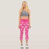 Leggings Capri Baisson blanc et étoiles sur motif arrière - plan (Recto)