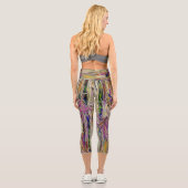 Leggings Capri Bambou Tree peinture numérique Art original Yoga M (Verso)
