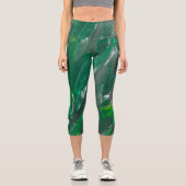 Leggings Capri Banane verte type plante pastel feuille (Recto)