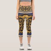 Leggings Capri Bandana Print : Black Blue Gold. (Recto)