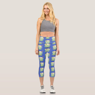 Leggings Capri Bande dessinée de la tasse de thé mignonne humour