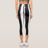 Leggings Capri Bande large noire + blanche (Verso)