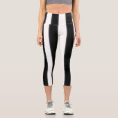 Leggings Capri Bande large noire + blanche (Recto)