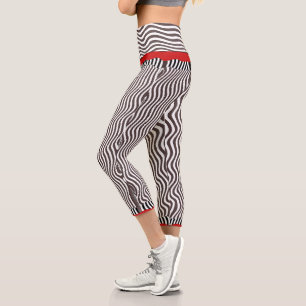 Leggings Capri Bande rouge Zebra Print