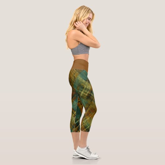Leggings Capri Bande Tan Tan Check Autumnal Distante (Droite)