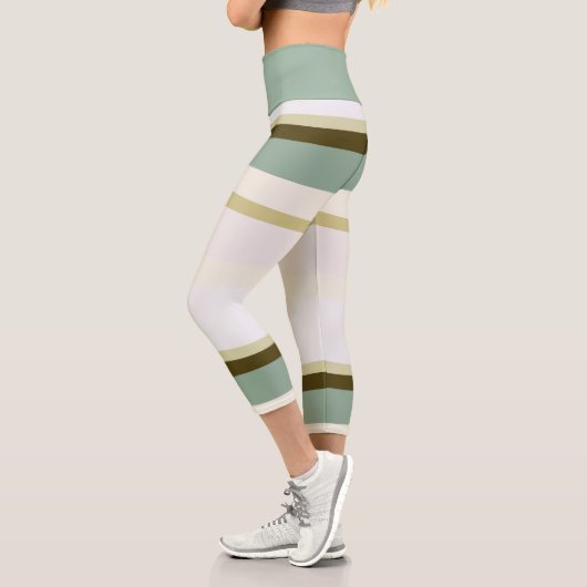 Leggings Capri bandes Abstraites vertes (Gauche)