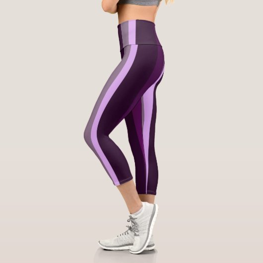 Leggings Capri Bandes Abstraites violettes et roses (Gauche)