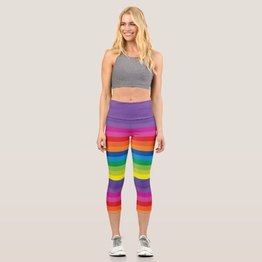 Leggings Capri Bandes arc-en-ciel brillantes (Recto)