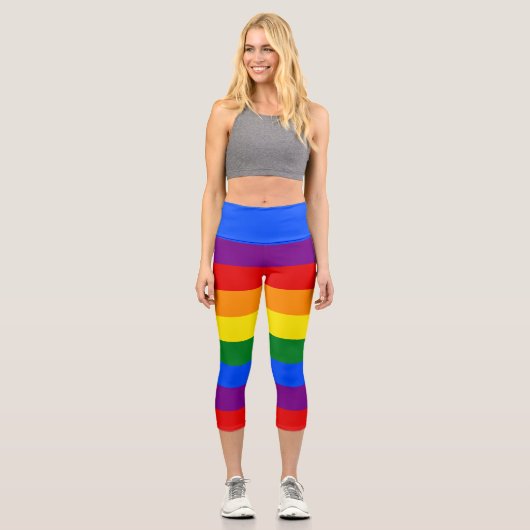 Leggings Capri Bandes arc-en-ciel simples (Recto)