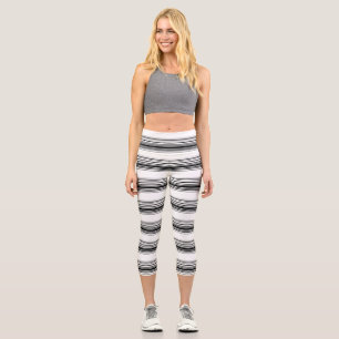 Leggings Capri Bandes blanches noires modernes