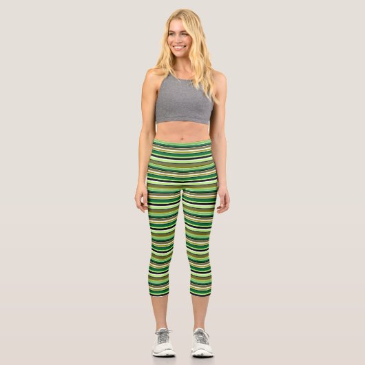 Leggings Capri Bandes blanches vert mignonne lancer oreiller (Recto)