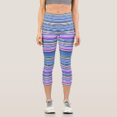 Leggings Capri Bandes bleu violet mignonnes (Recto)