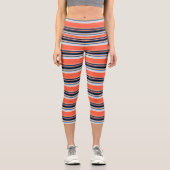 Leggings Capri Bandes bleues orange (Recto)