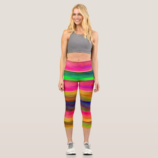 Leggings Capri bandes colorées (Recto)