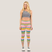 Leggings Capri Bandes de couleurs à thème de plage (Recto)