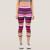 Leggings Capri Bandes de couleurs roses (Recto)