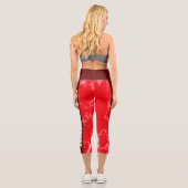 Leggings Capri Bandes de teinture rouge personnalisées (Verso)