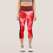 Leggings Capri Bandes de teinture rouge personnalisées (Recto)
