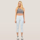 Leggings Capri Bandes d'ivoire bleu clair motif élégant chic (Recto)