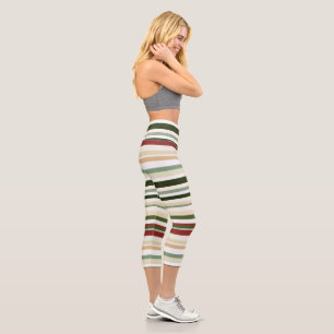Leggings Capri Bandes d'olivier, de vert et de rouge