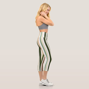 Leggings Capri Bandes d'olivier, de vert et de rouge