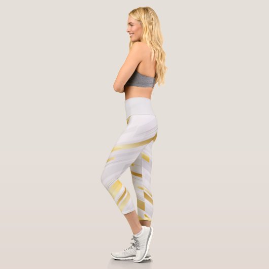 Leggings Capri Bandes D'Or Et De Blanc (Gauche)
