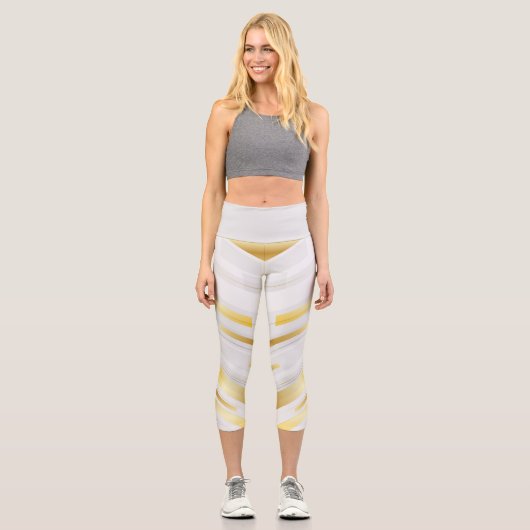 Leggings Capri Bandes D'Or Et De Blanc (Recto)