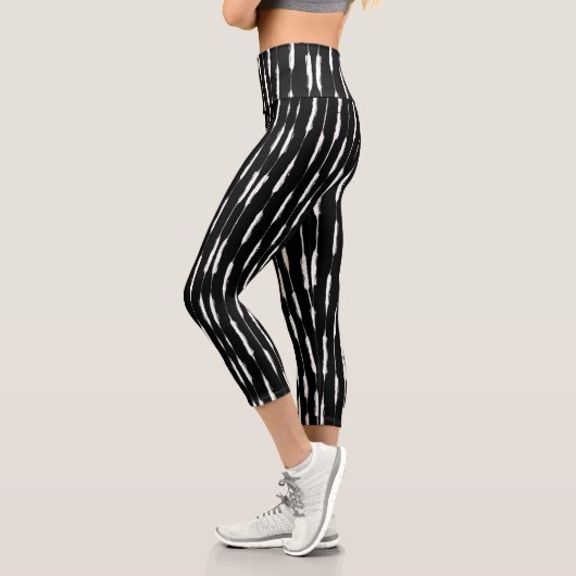 Leggings Capri Bandes encrées blanches (Gauche)