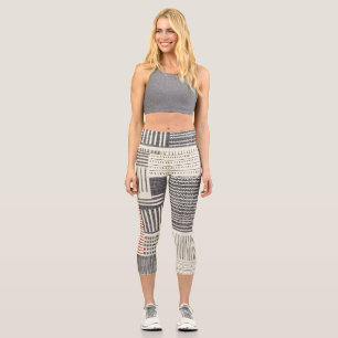 Leggings Capri Bandes géométriques dessinées à la main, motif san