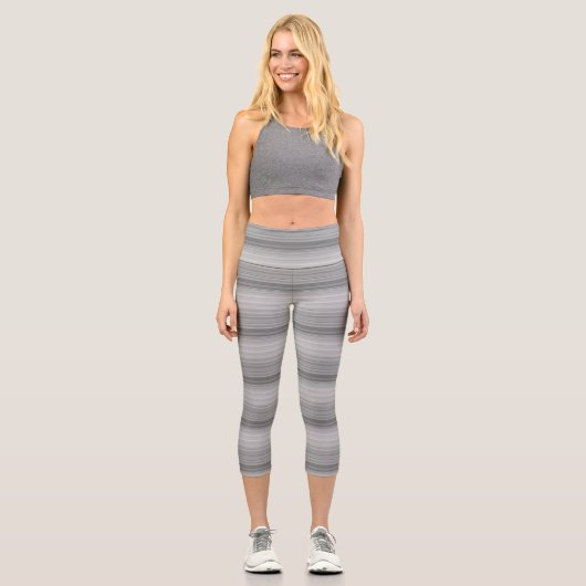 Leggings Capri Bandes gris mignonnes (Recto)