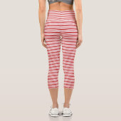 Leggings Capri Bandes horizontales rouges et blanches (Verso)