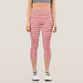 Leggings Capri Bandes horizontales rouges et blanches (Recto)