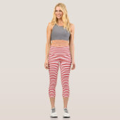 Leggings Capri Bandes horizontales rouges et blanches (Recto)