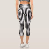 Leggings Capri Bandes minces noires et blanches (Verso)