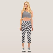 Leggings Capri Bandes modernes en noir, blanc et gris - cool (Recto)