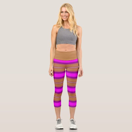 Leggings Capri Bandes multicolores dégradantes (Recto)