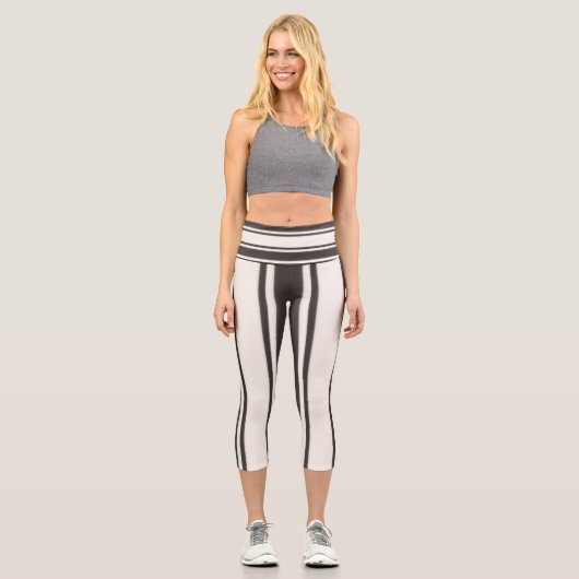 Leggings Capri Bandes Noires Et Blanches (Recto)