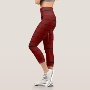 Leggings Capri Bandes noires et rouges