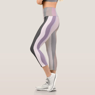 Leggings Capri Bandes ondulées roses et violettes