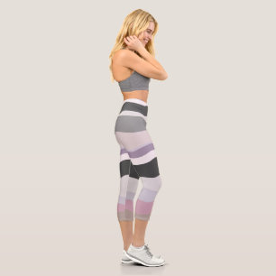 Leggings Capri Bandes ondulées roses et violettes