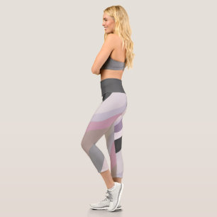 Leggings Capri Bandes ondulées roses et violettes