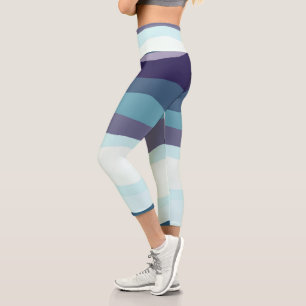Leggings Capri Bandes ondulées violettes et turquoise