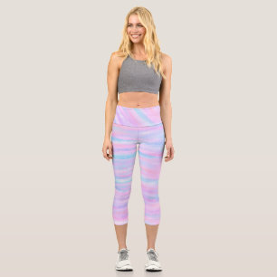 Leggings Capri Bandes Peintes Turquoise Rose violet