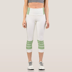 Leggings Capri Bandes Rétro Vertes et Texte sur Minimaliste