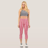Leggings Capri Bandes roses (Recto)