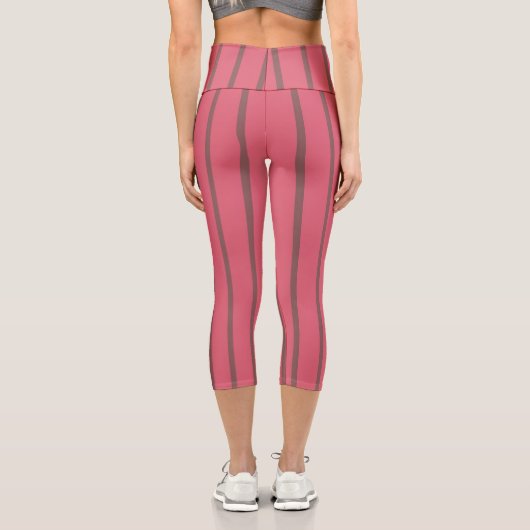 Leggings Capri Bandes roses et brunes (Verso)