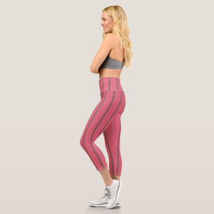 Leggings Capri Bandes roses et brunes